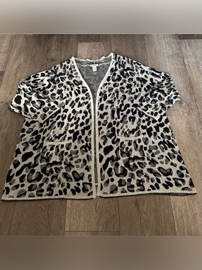 Catherines Leopard Luxe open front Cardigan Sweater Size 3X